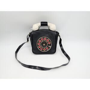 Vintage Betsey Johnson Rotary Telephone Purse Black Base White Receiver 90's Y2K